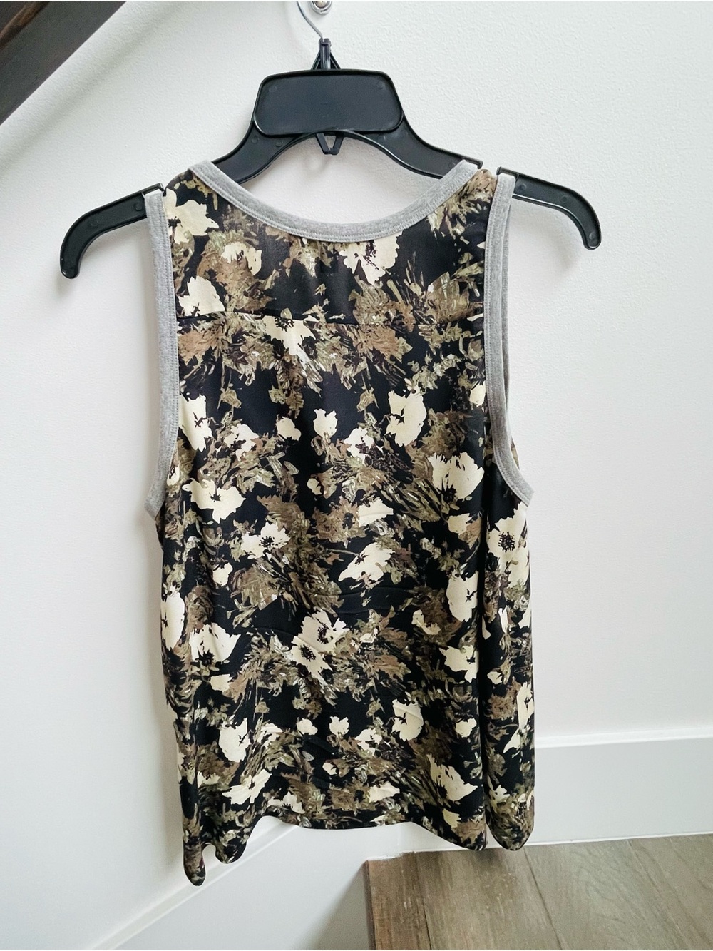 Elizabeth and James Black and Olive Floral Print Tank with grey jersey trim. - Picture 5 of 7